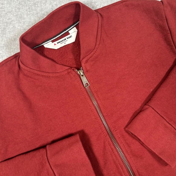 American Giant Jackets & Blazers - American Giant Fleece Bomber Jacket Women XS Red Full Zip Sweatshirt NEW NWOT